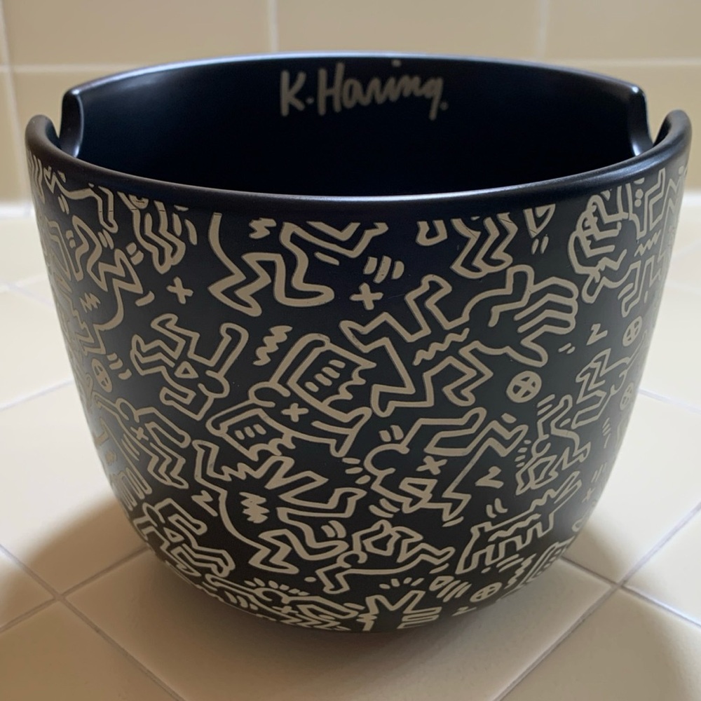 Keith Haring Artist Black Ramen Soup Feed Me Bowl Stoneware Typo NO Chopsticks